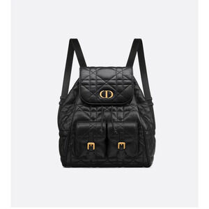 Christian Dior Caro Macrocannage Lambskin Medium Backpack Black